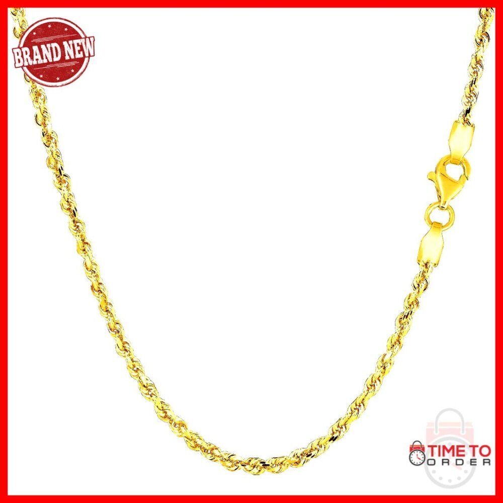 14K Gold Filled Rope Chain Necklace 2.1mm Lobster Clasp Unisex